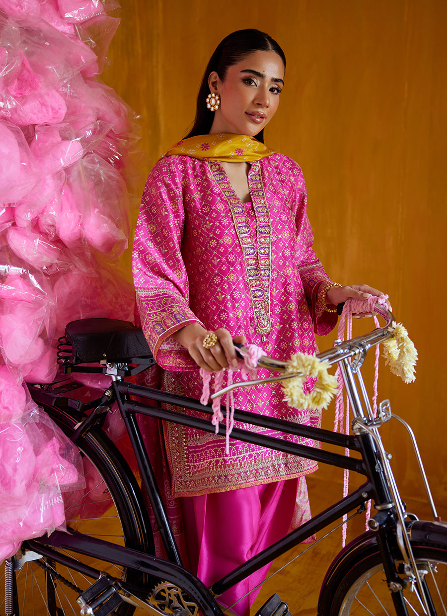 Nazli Hot Pink Shirt And Dupatta