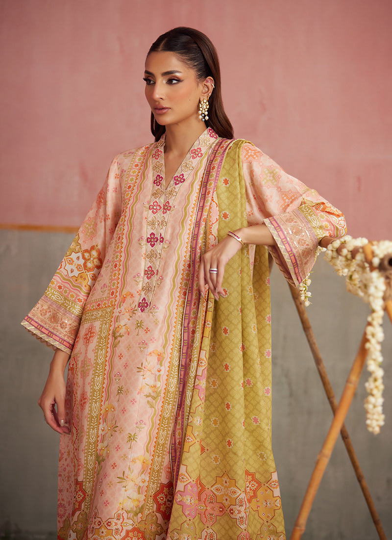 Eda Apricot Shirt And Dupatta
