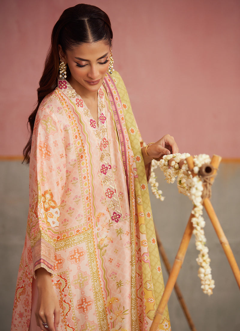 Eda Apricot Shirt And Dupatta