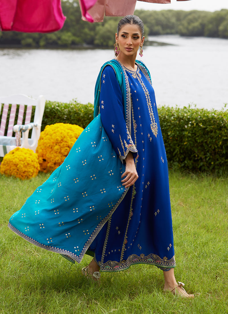 Opal Blue Shirt And Dupatta