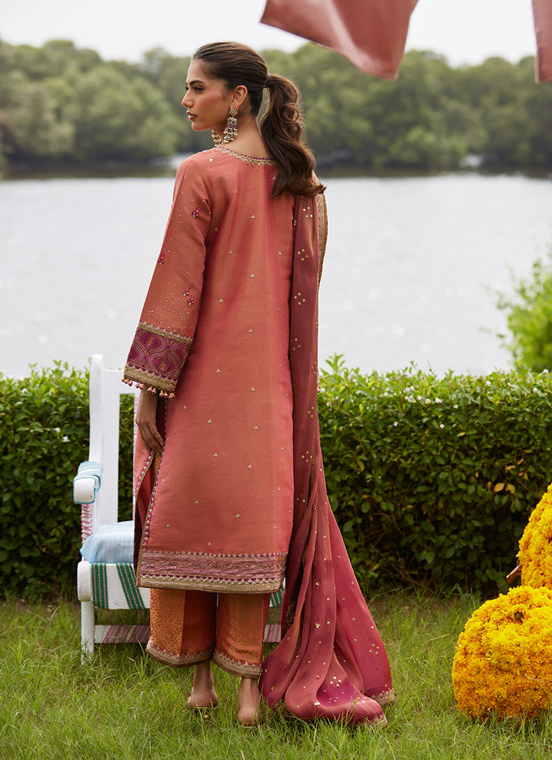 Rivaaz Coral Shirt And Dupatta