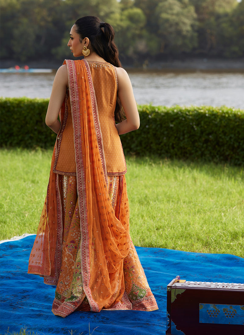 Sitar Saffron Shirt And Dupatta