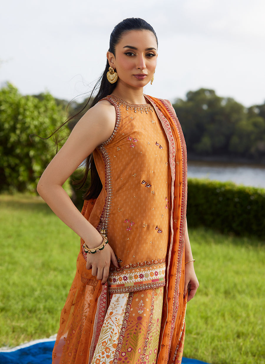 Sitar Saffron Shirt And Dupatta