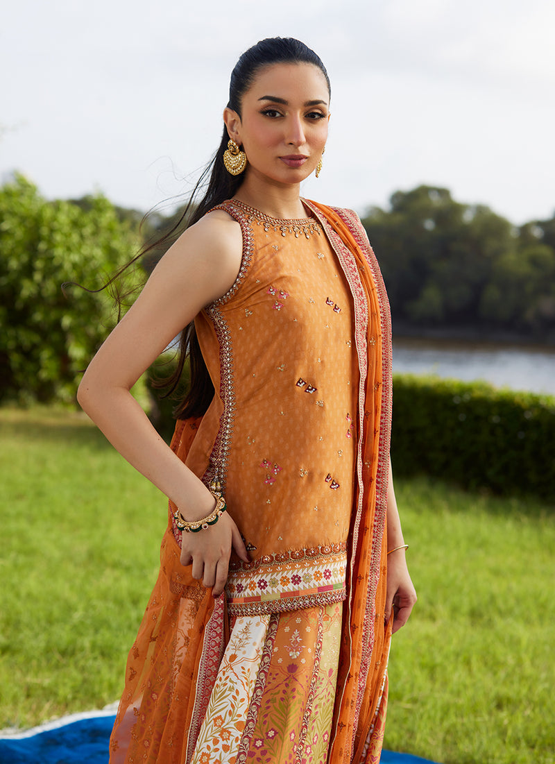 Sitar Saffron Shirt And Dupatta