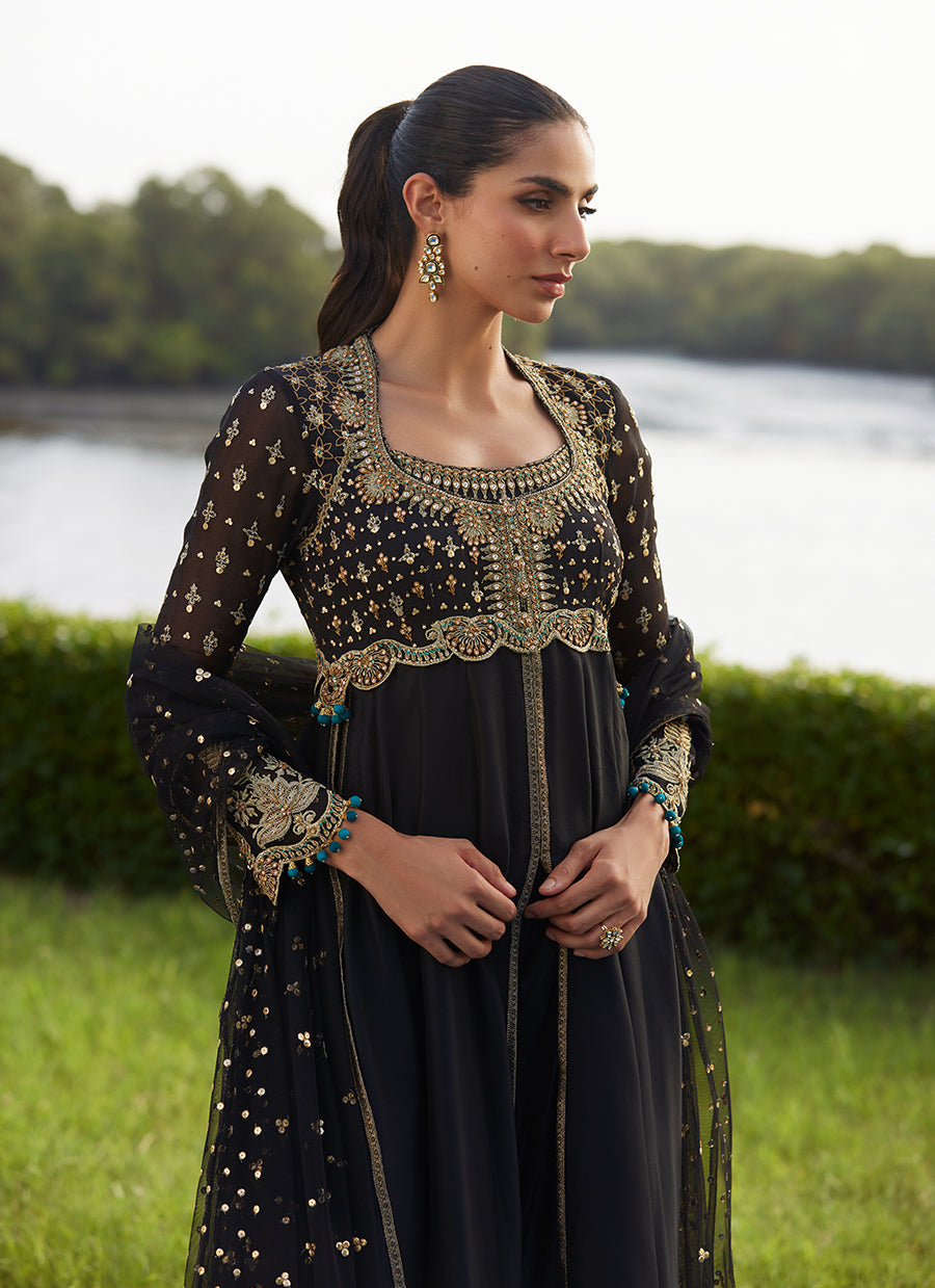Mehzar Black Kalidaar And Dupatta