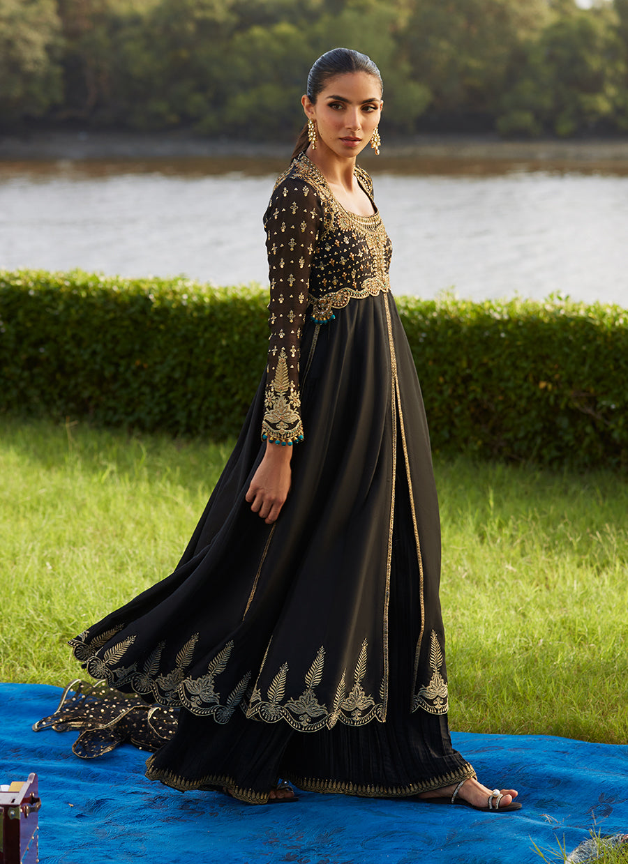 Mehzar Black Kalidaar And Dupatta