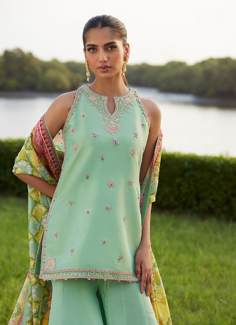 Cascade Mint Shirt And Dupatta