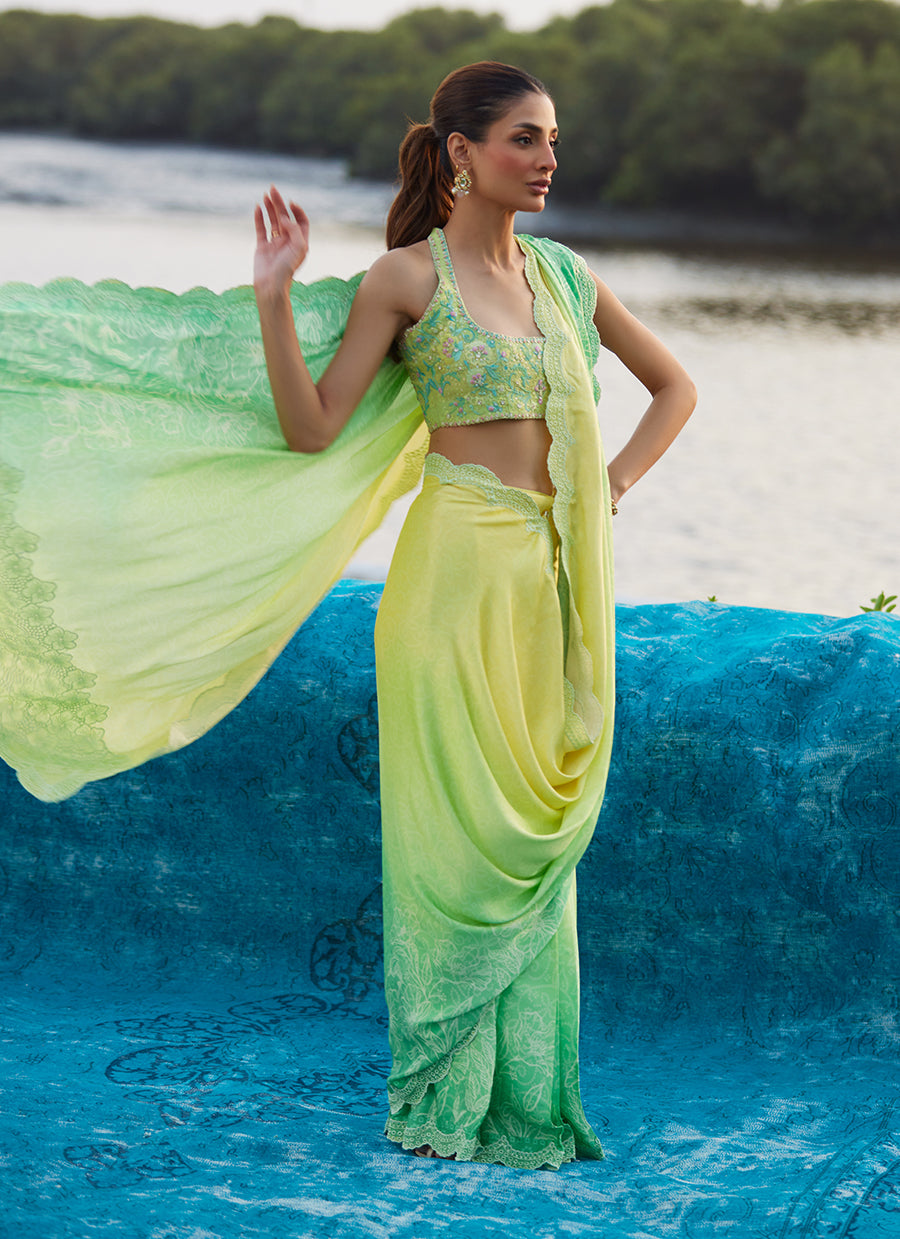 Celeste Ombre Saree