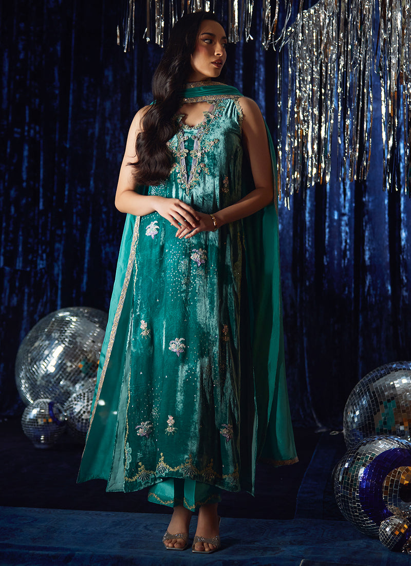 Ansy Aqua Shirt And Dupatta