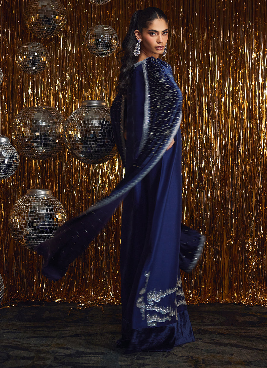 Elyra Silk Shirt And Pre-Draped Dupatta