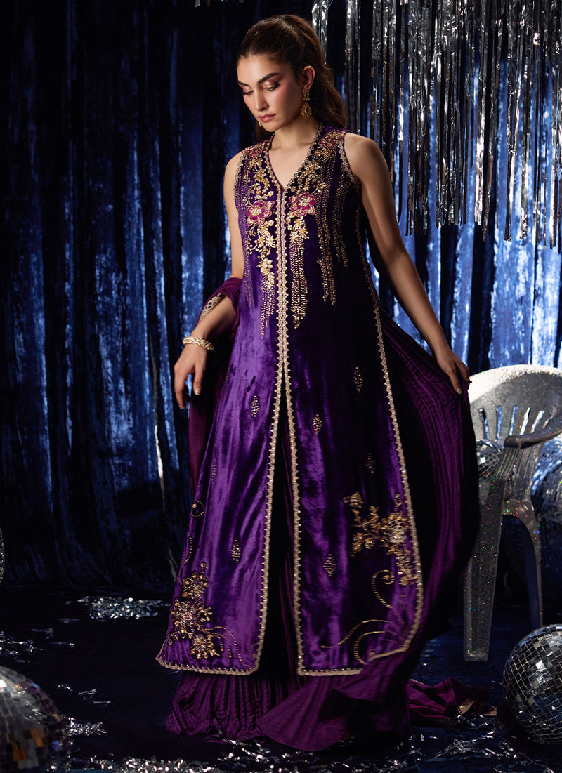 Amima Aubergine Shirt And Dupatta