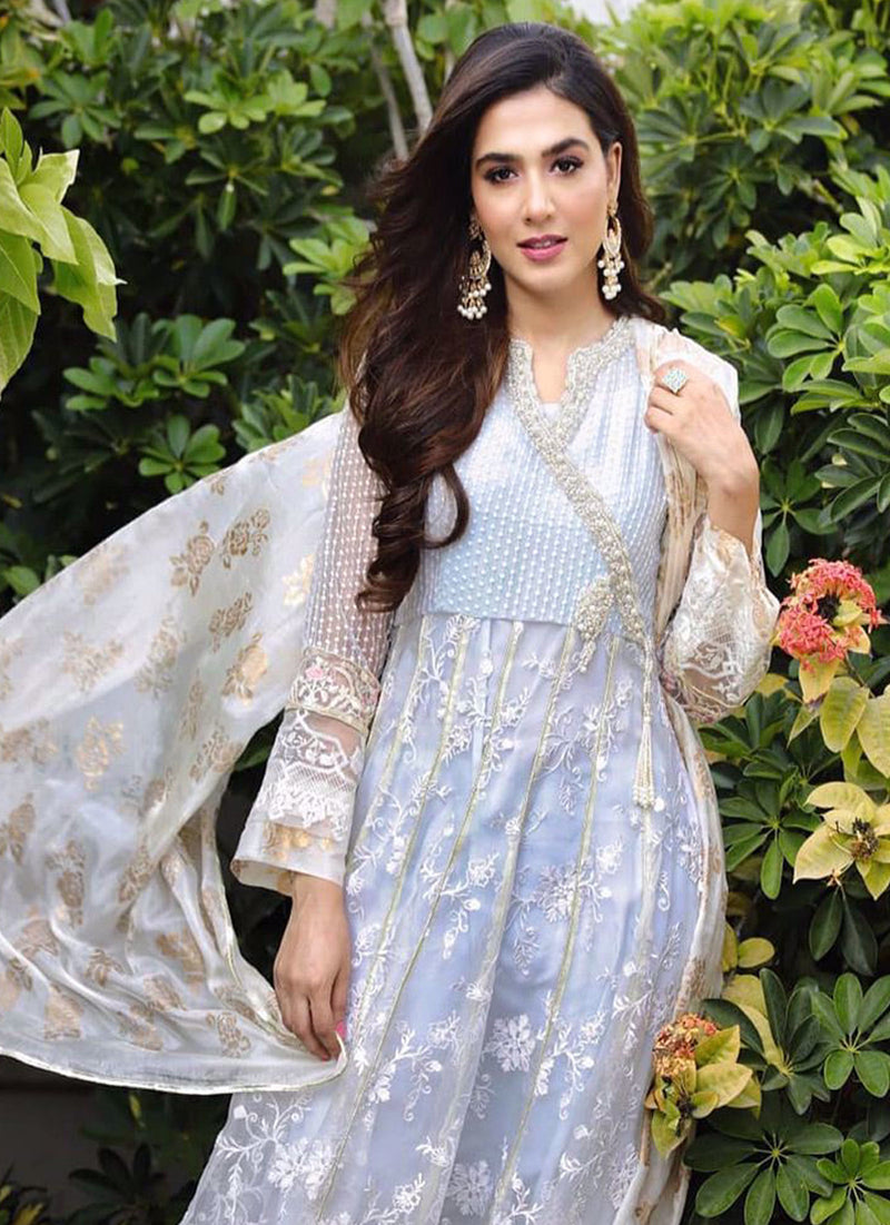 Mansha Pasha beautiful in an ice blue hand embellished outfit