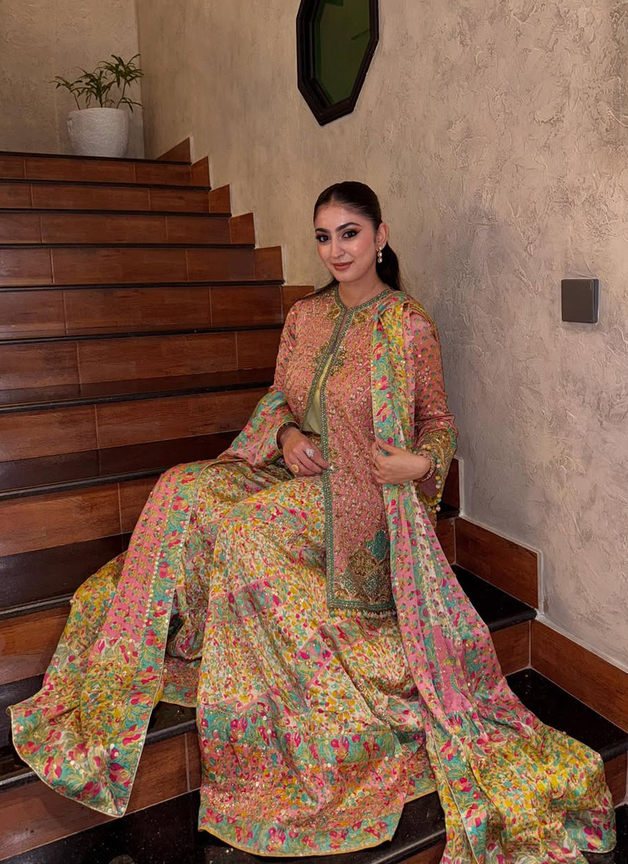 Aimen Asif in Shae Blockprinted Dhaka And Short Jacket