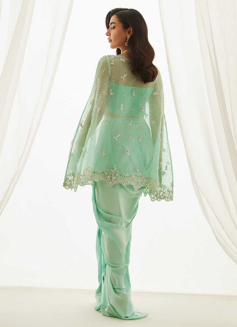 Calaya Aqua Cape, Bustier And Skirt