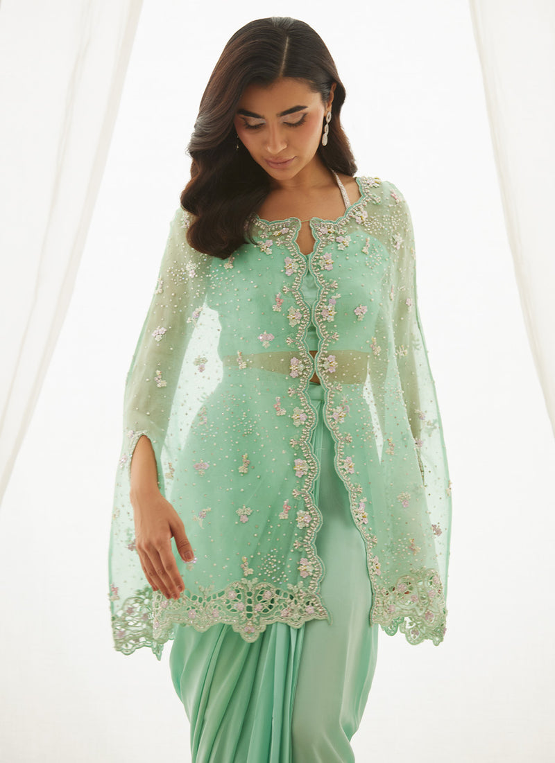 Calaya Aqua Cape, Bustier And Skirt