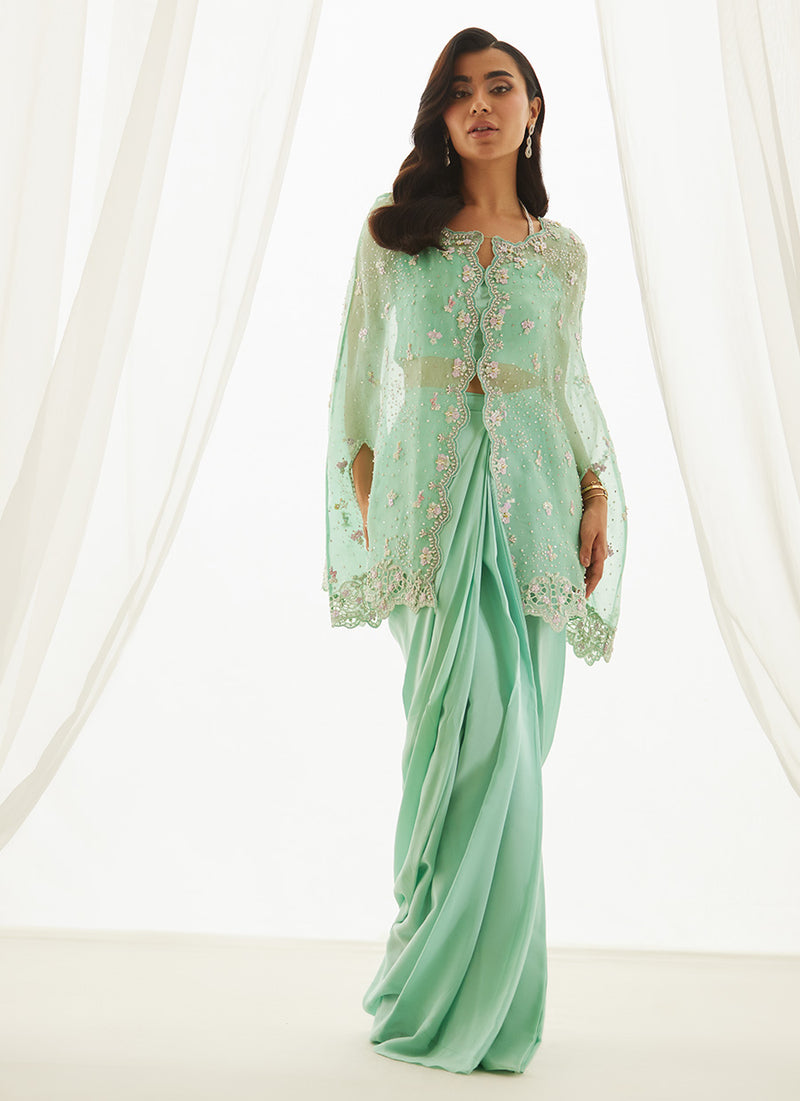 Calaya Aqua Cape, Bustier And Skirt