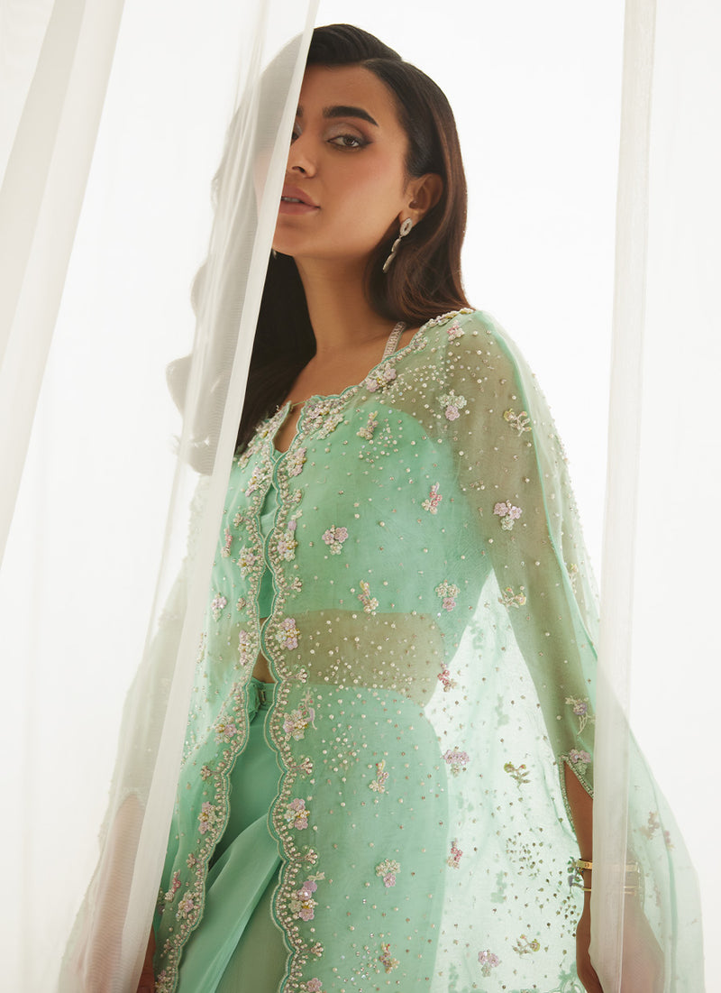 Calaya Aqua Cape, Bustier And Skirt