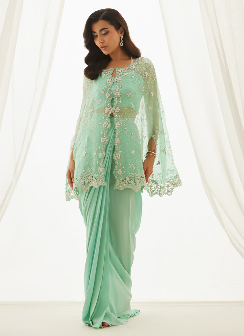 Calaya Aqua Cape, Bustier And Skirt