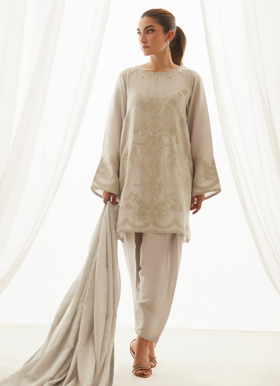 Ziva Silver Shirt And Dupatta