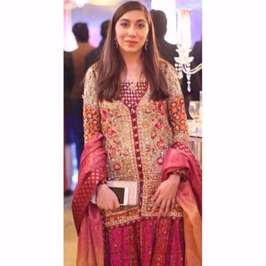 Beautifully festive in coloured Farah Talib Aziz outfit