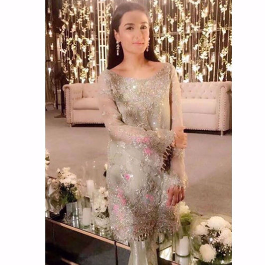 Beautiful Momal Shaikh in a Farah Talib Aziz shimmery mint ensemble