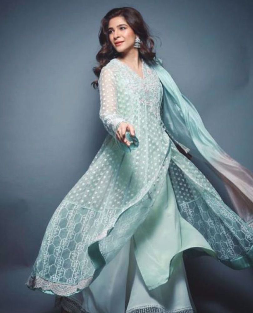 Ayesha Omar giving life to our day in an aqua hand embellished #FarahTalibAziz luxe Pret outfit that’s perfect to brighten your Ramadan and Eid celebrations