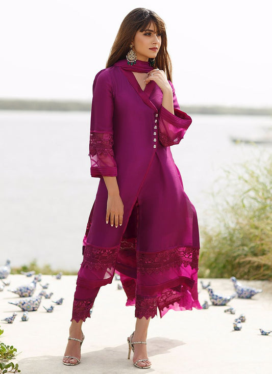 Amethyst overlap shirt with dupatta