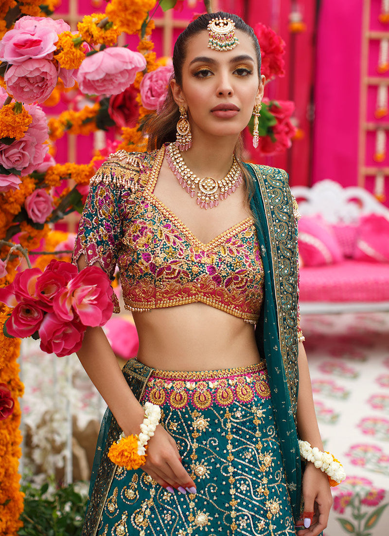 Jade Peacock Lengha Choli