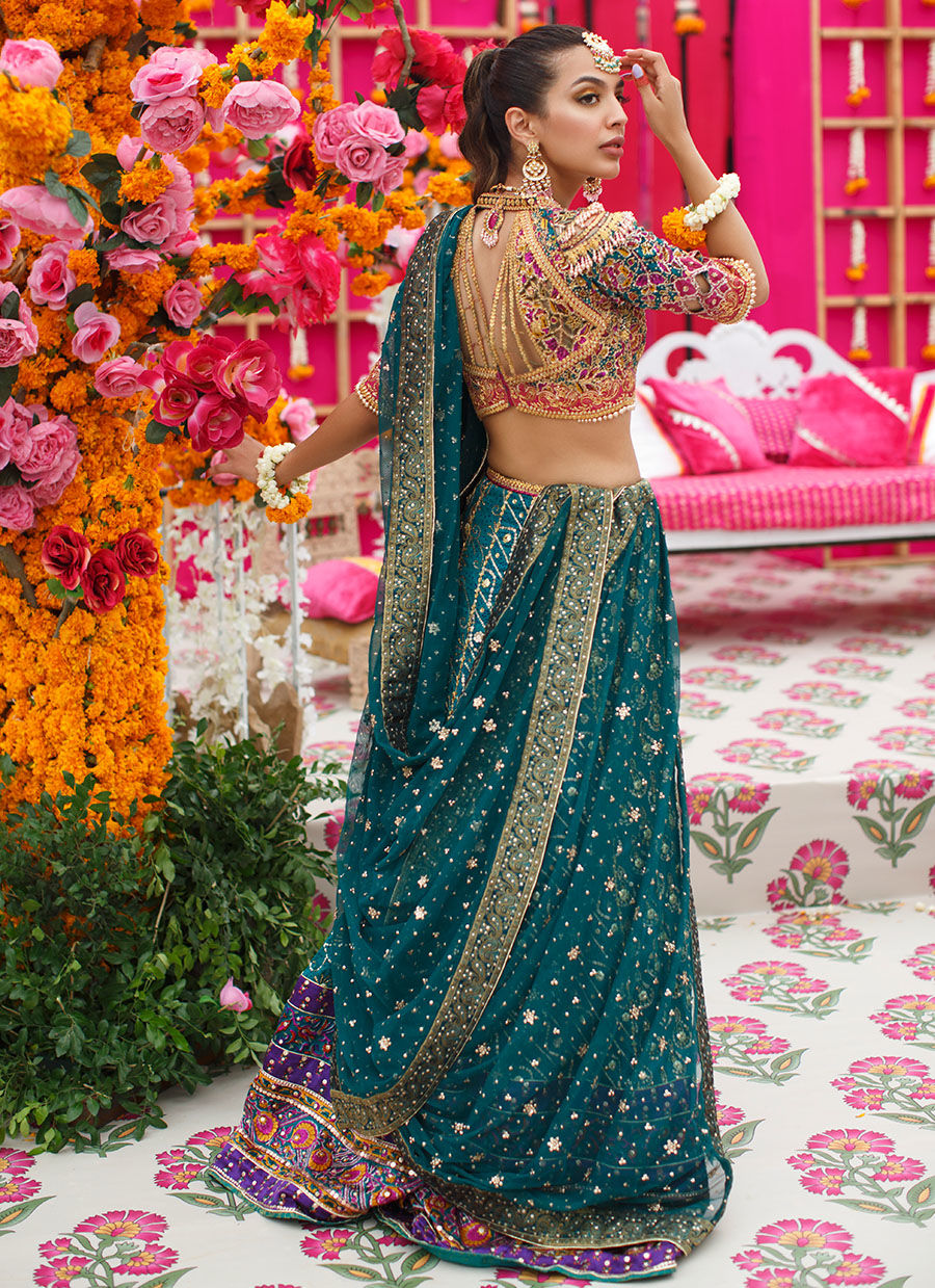 Jade Peacock Lengha Choli