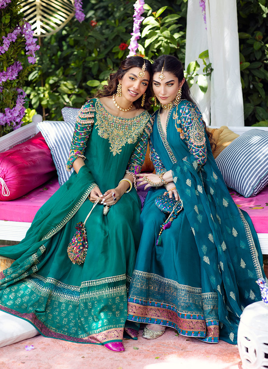 Zaira Teal Kalidaar and dupatta