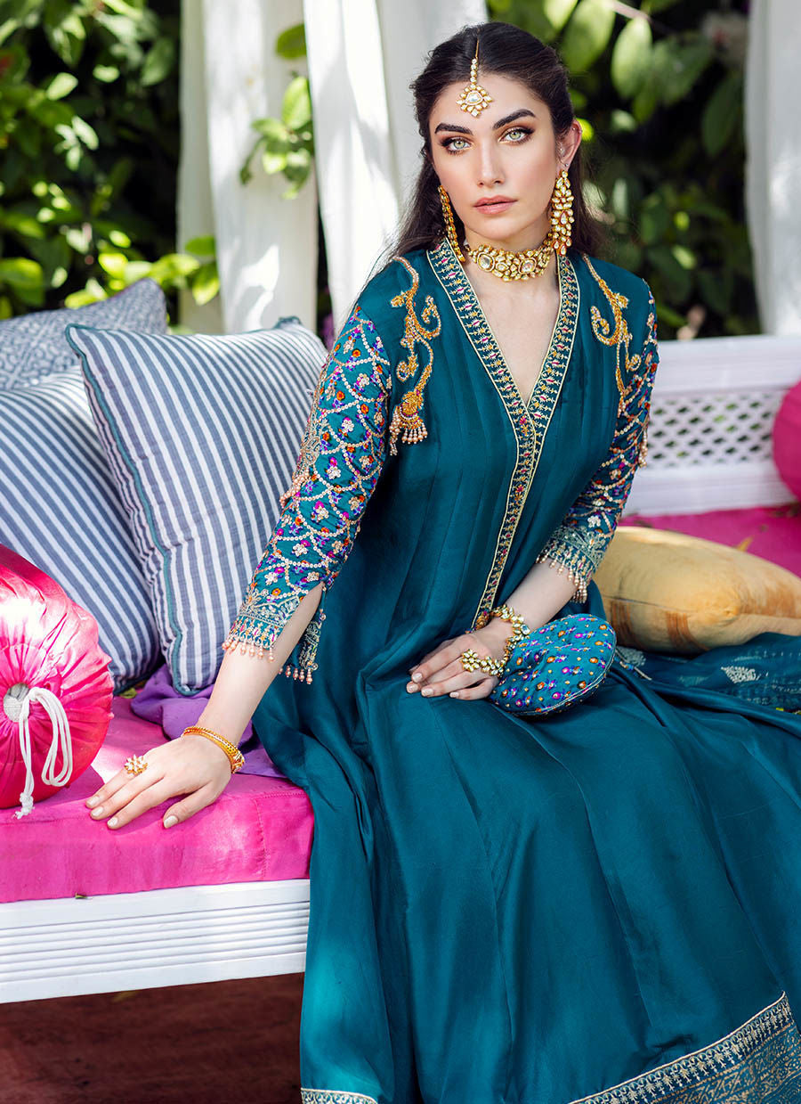 Zaira Teal Kalidaar and dupatta