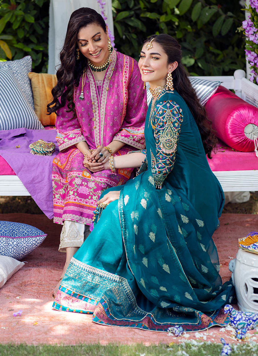 Zaira Teal Kalidaar and dupatta