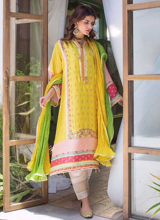 Gotta lotus raw silk shalwar