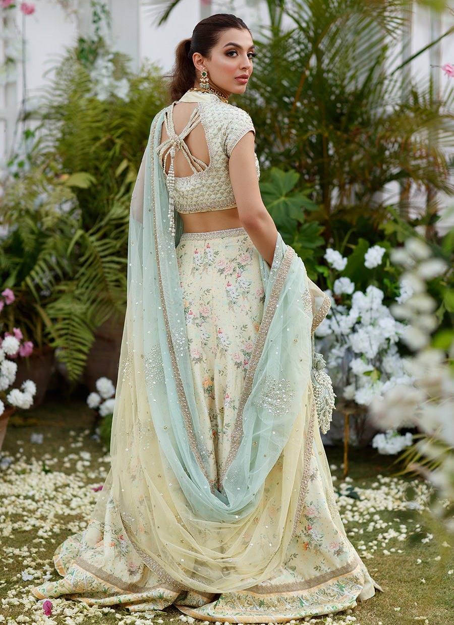 Zoe lemon Mint hand embellished Lehnga Choli