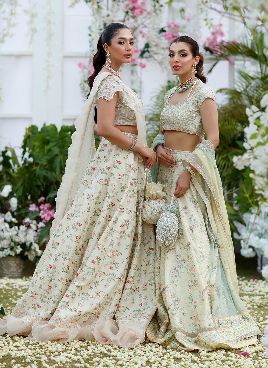 Zoe lemon Mint hand embellished Lehnga Choli