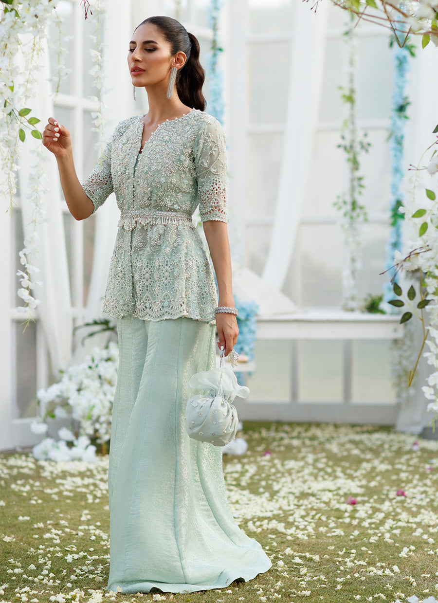 Ella Aqua Peplum With Dhakha Pants