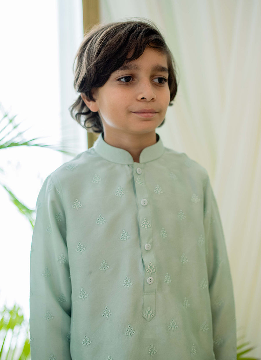 Mini Mint Silk Kurta