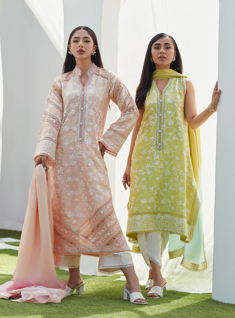 Pear Embroidered Silk Shirt and Dupatta