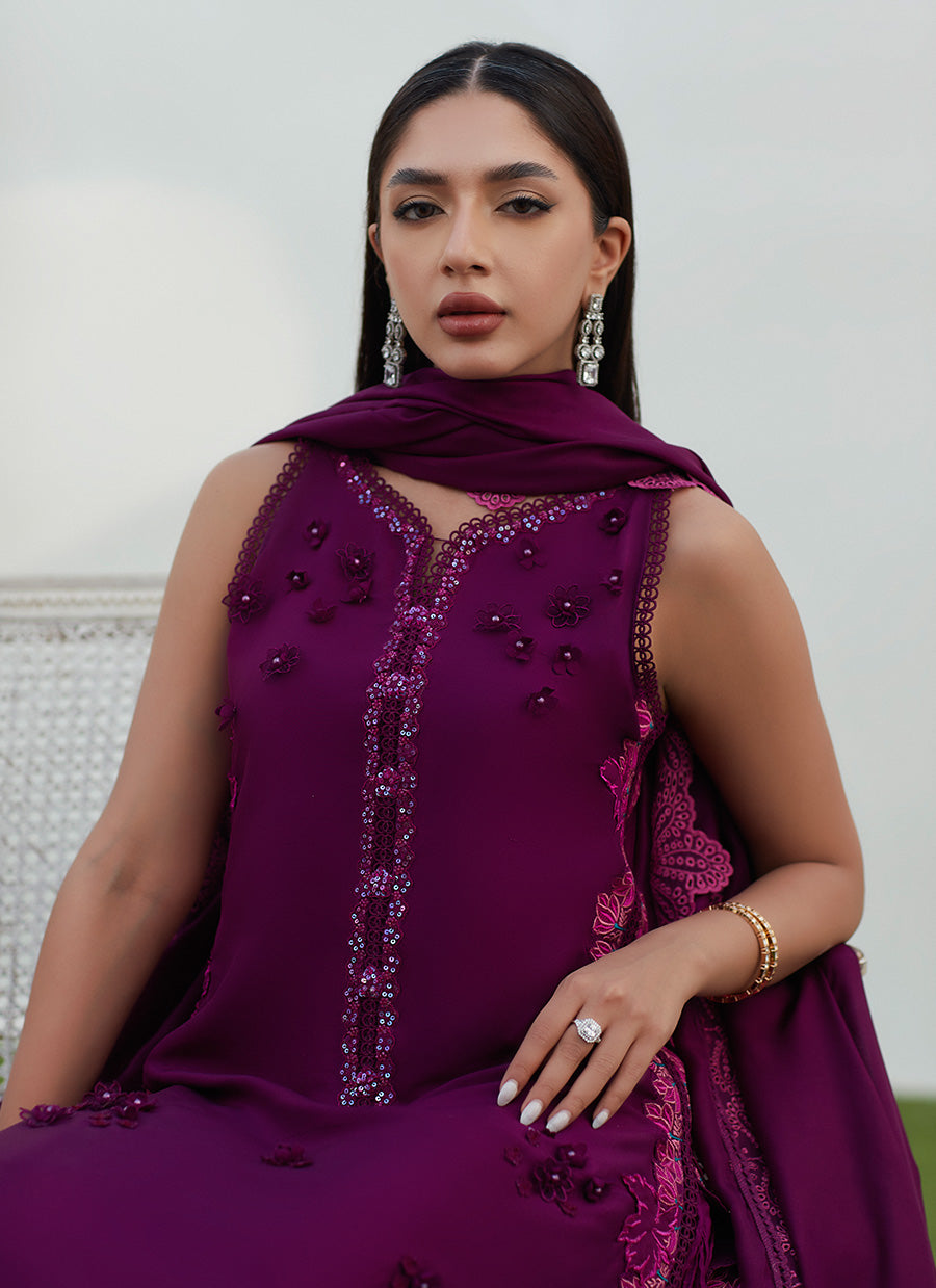 Amiah Aubergine Silk Embroidered Shirt and Dupatta