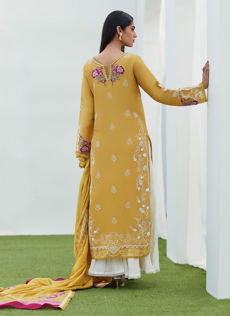 Tinsley Kiwi Embroidered Silk Shirt and Dupatta
