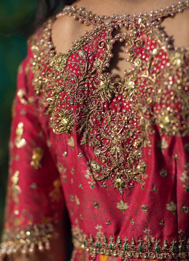 Rana Scarlett Kalidar With Pure Organza Baali Embroidered Dupatta