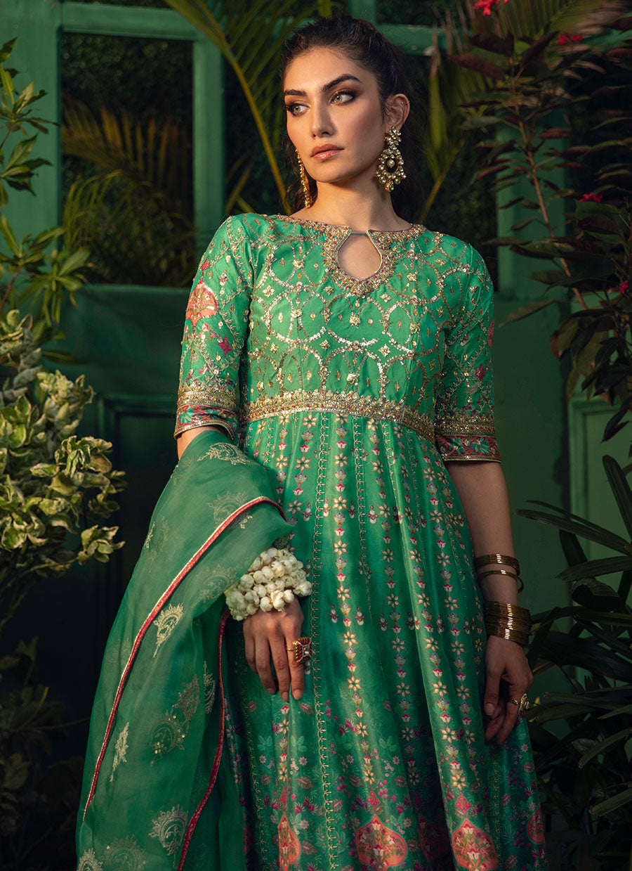 Zaar Emerald Ombre Kalidar With Dupatta