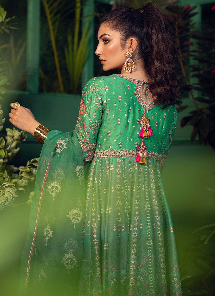 Zaar Emerald Ombre Kalidar With Dupatta