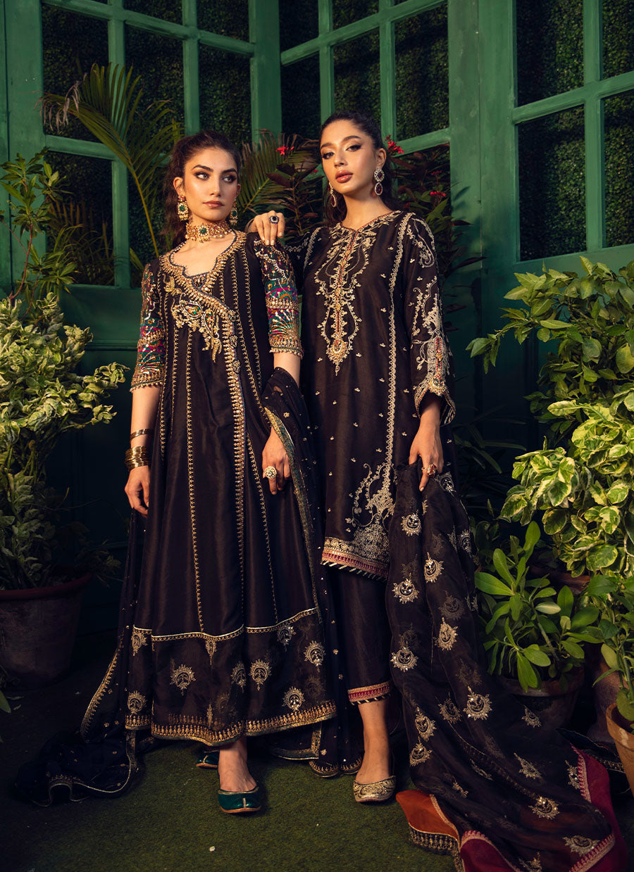 Vida Black Kurta With Black Organza Embroidered Dupatta