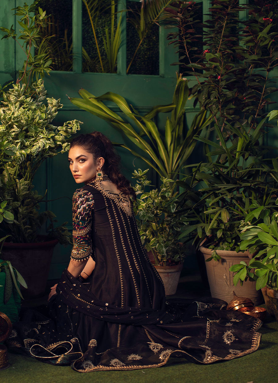 Veera Black Kalidaar Angarkha With Sequence Dupatta