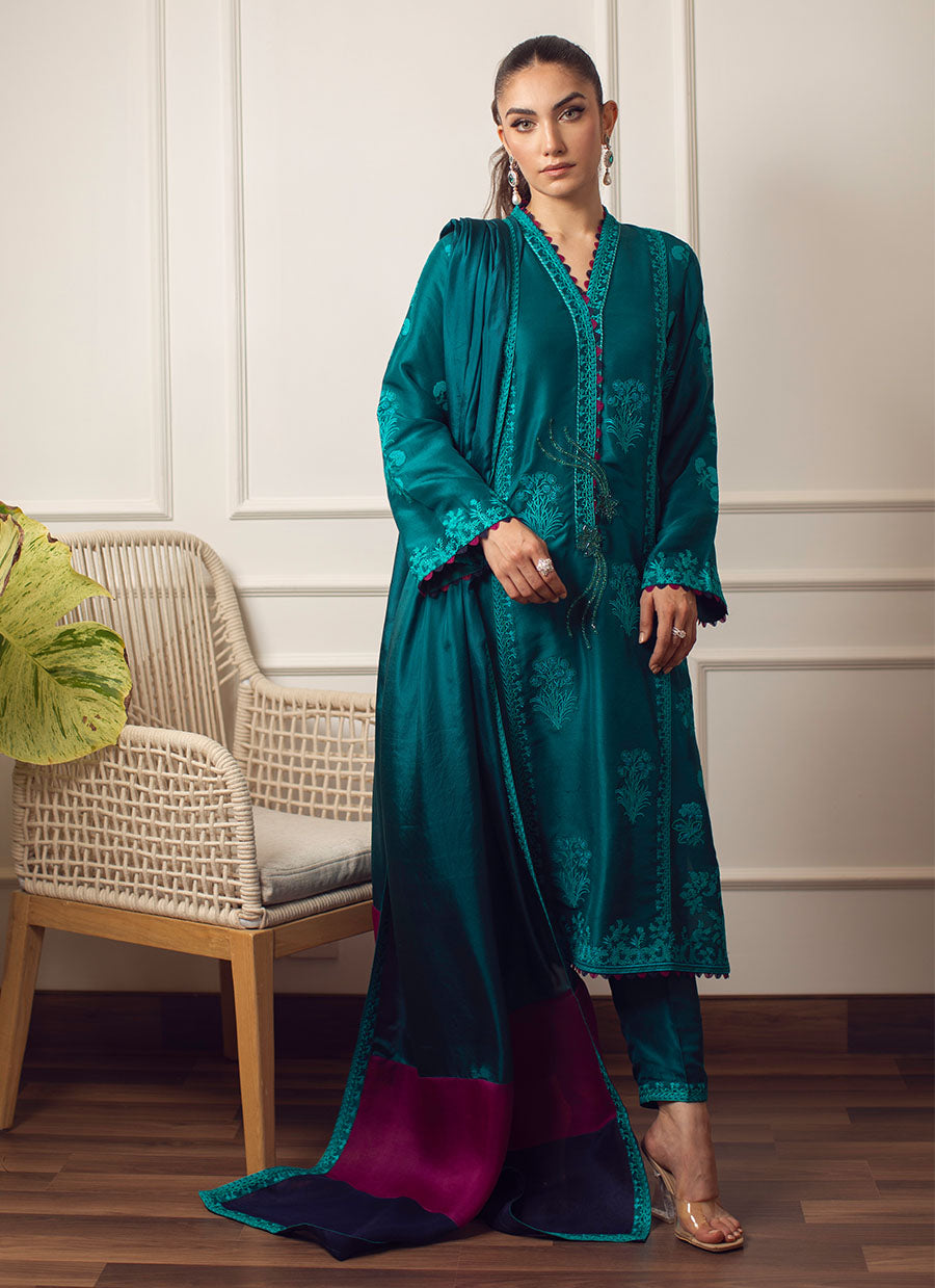 Saki Emerald Shirt and Dupatta