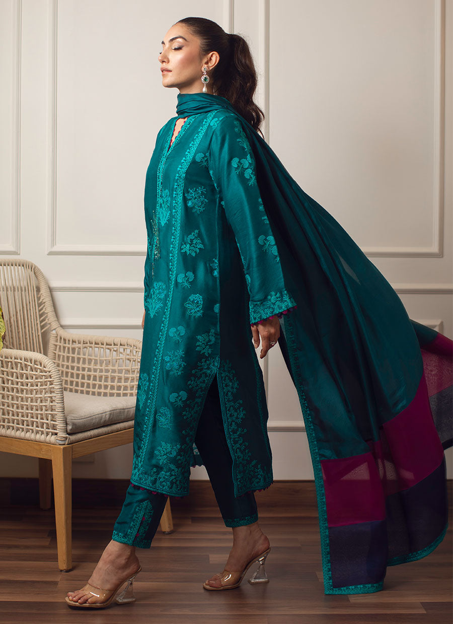 Saki Emerald Shirt and Dupatta