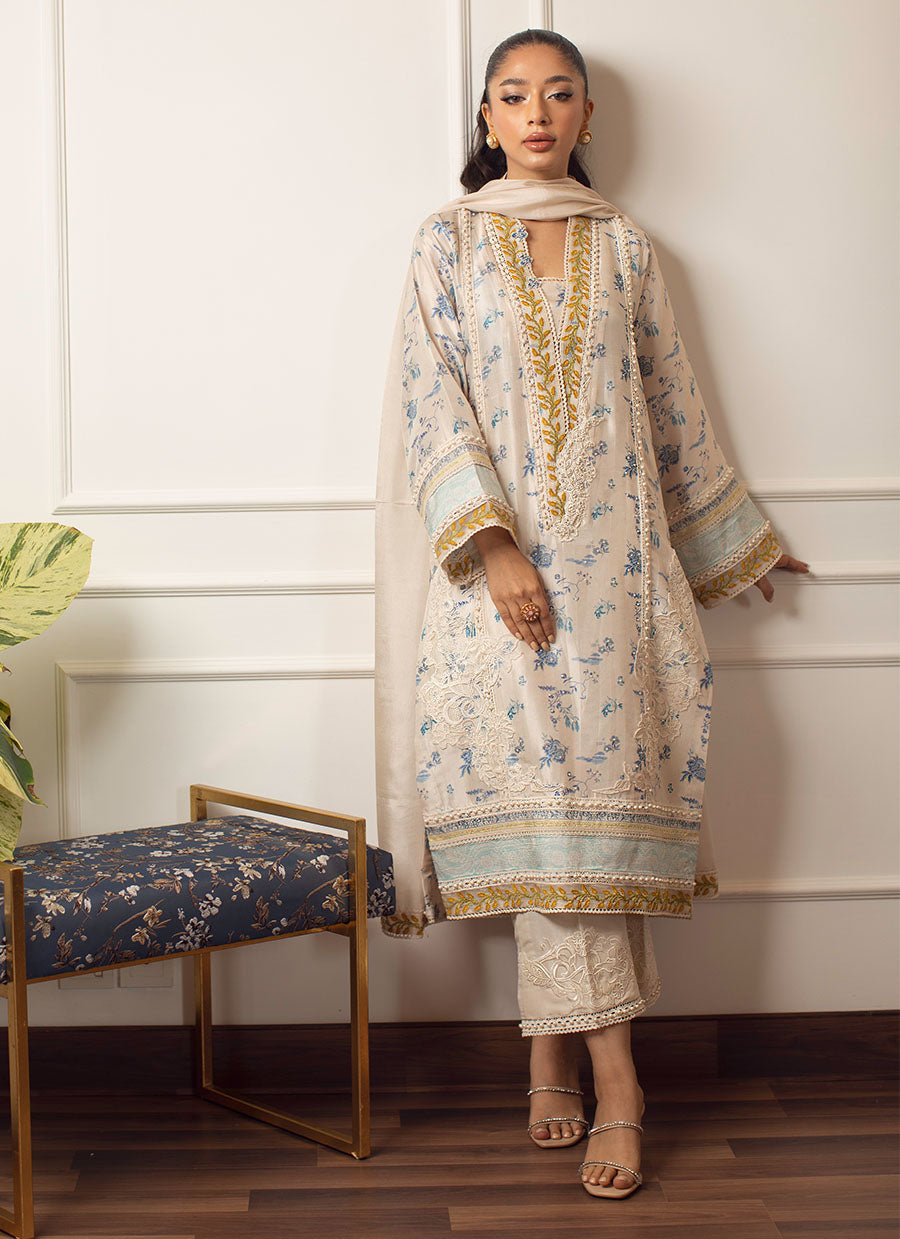 Amari Ivory Silk Shirt and Dupatta