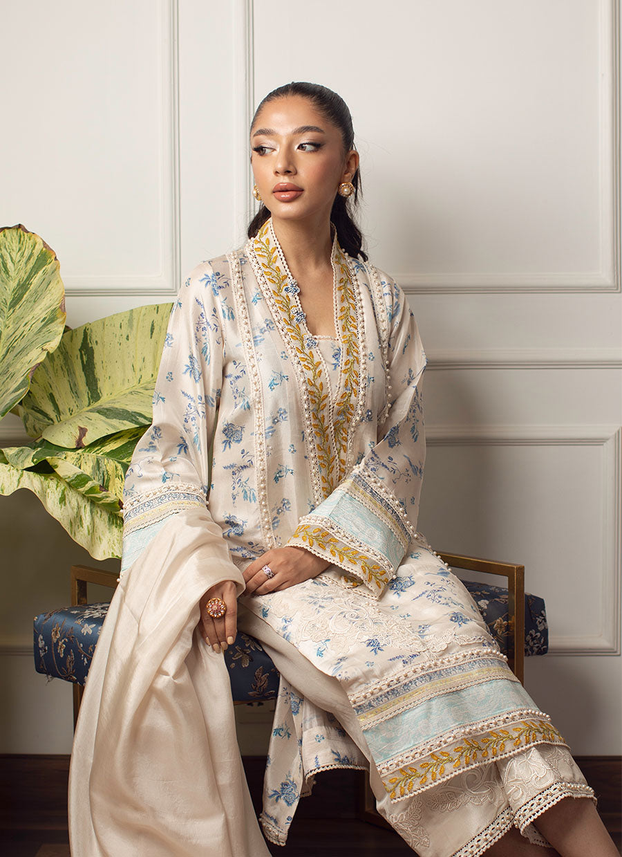 Amari Ivory Silk Shirt and Dupatta