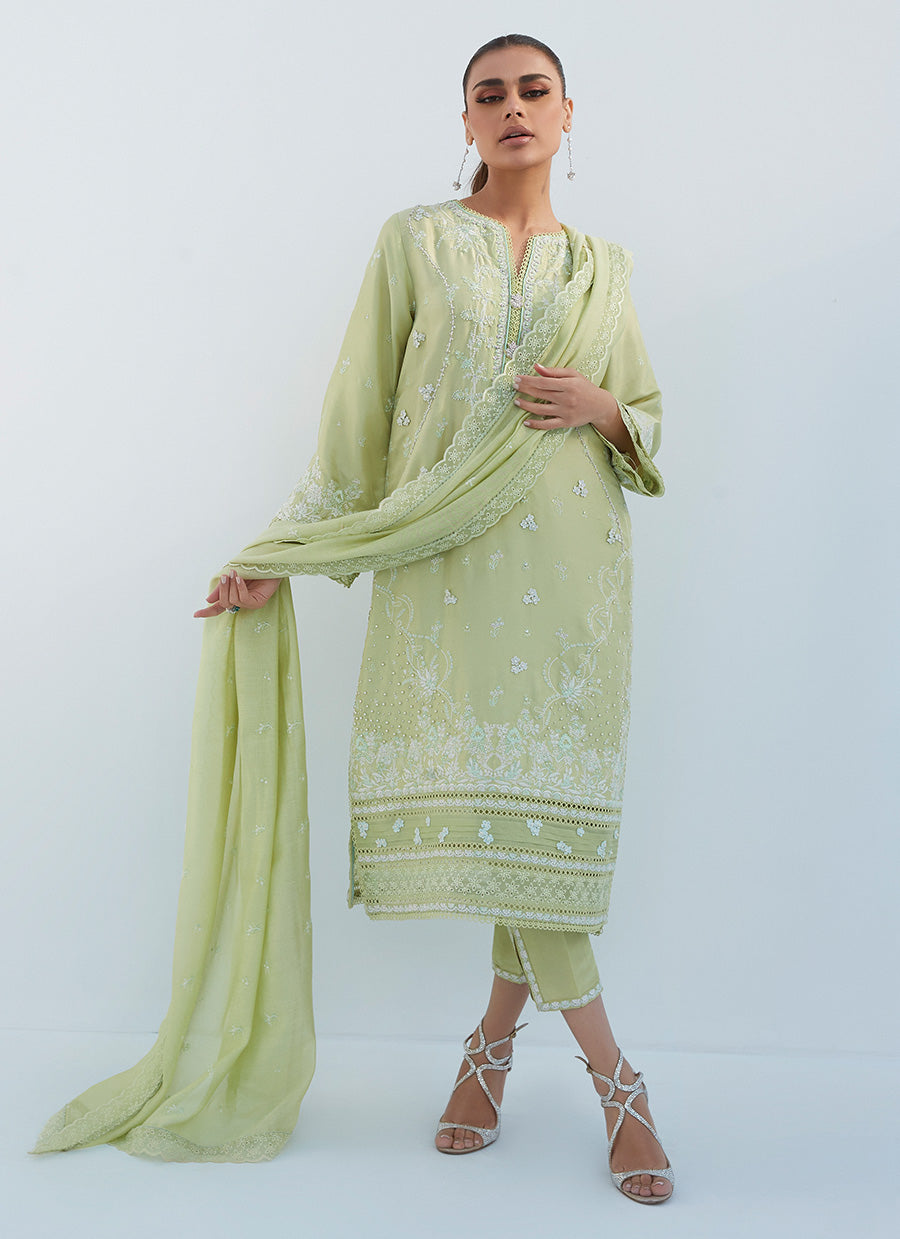 Judie Apple Green Shirt And Dupatta